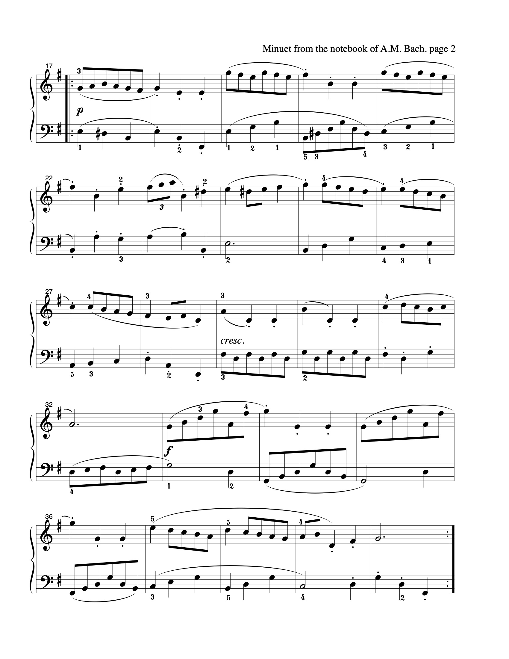 Minuet in G sheet music — page 2