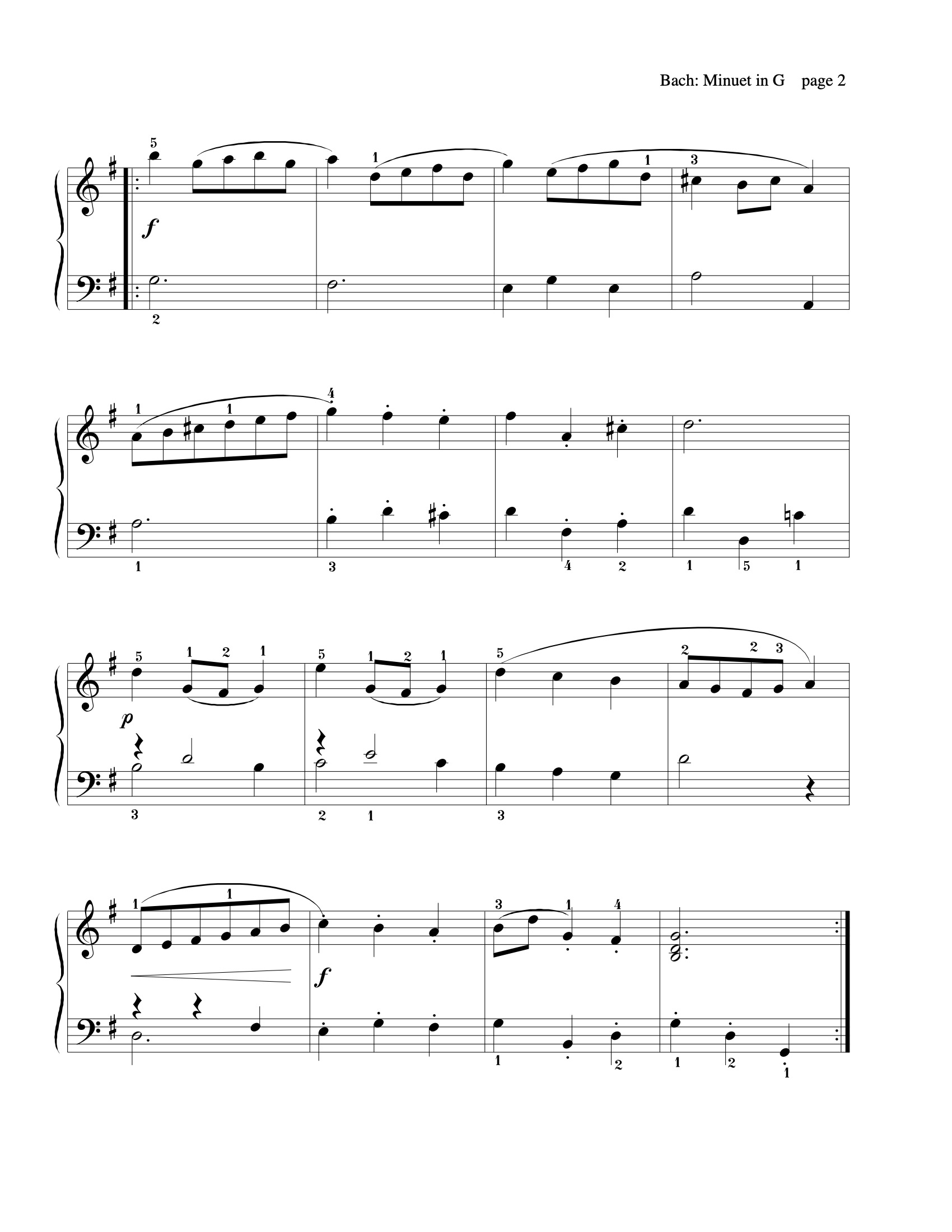Minuet in G sheet music — page 2