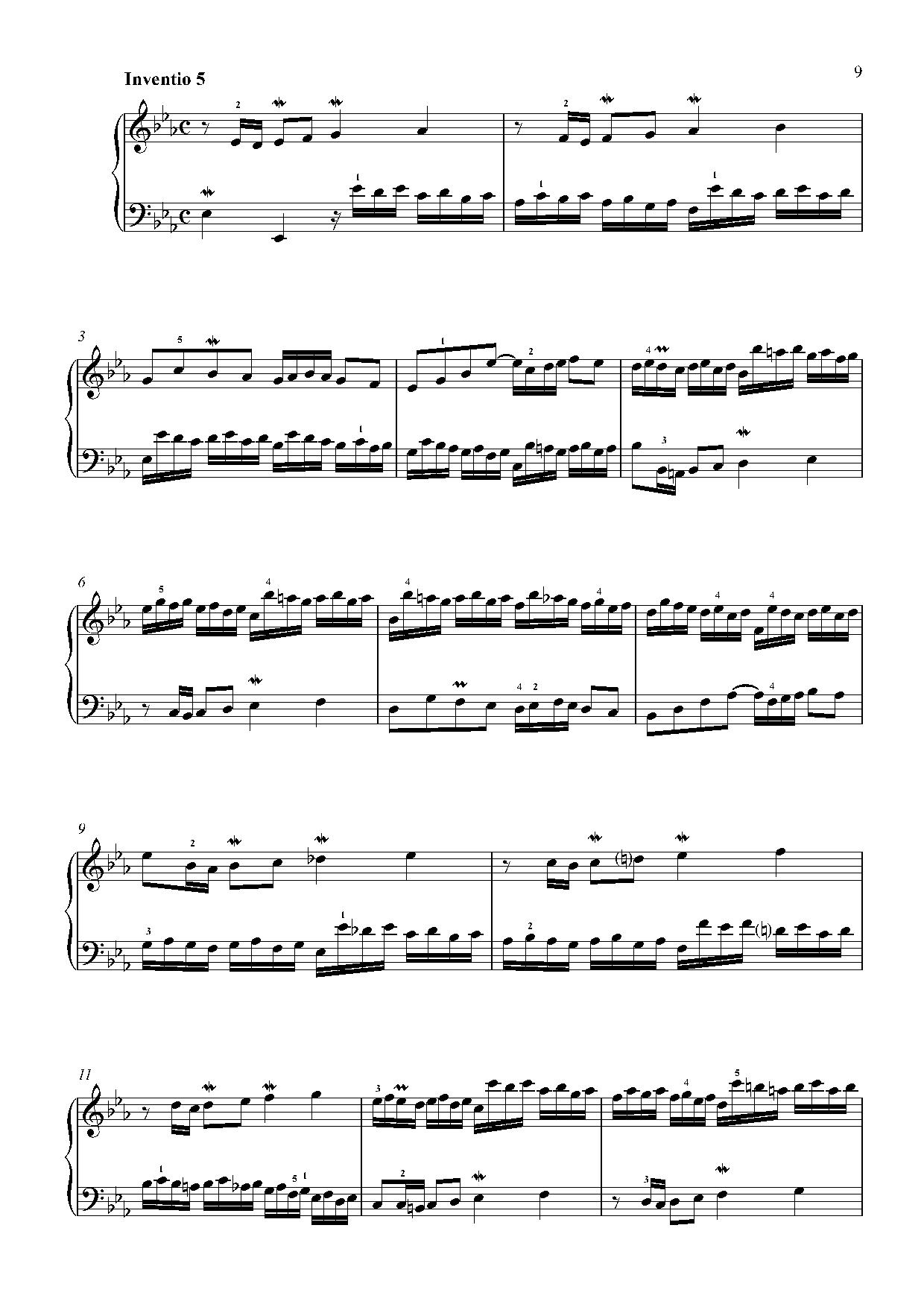 Invention No. 5 sheet music — page 1