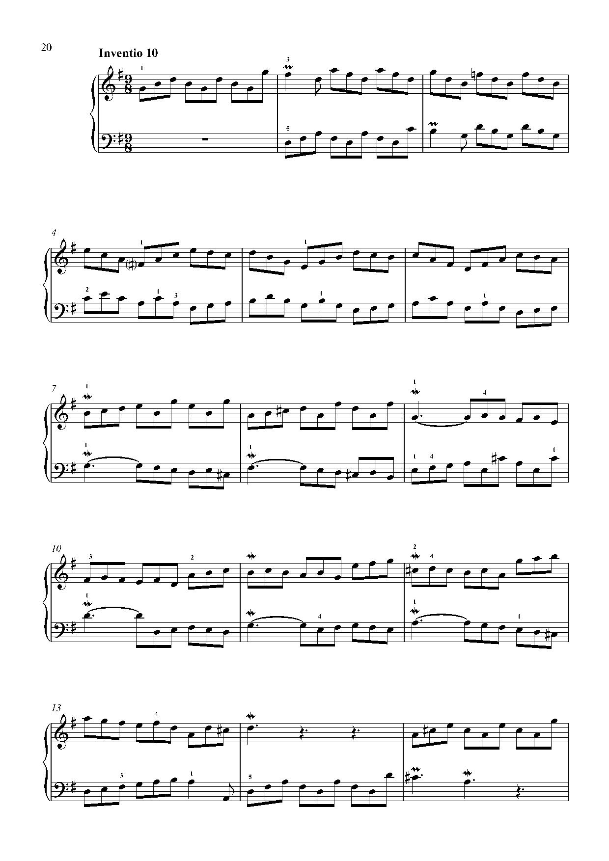 Invention No. 10 sheet music — page 1