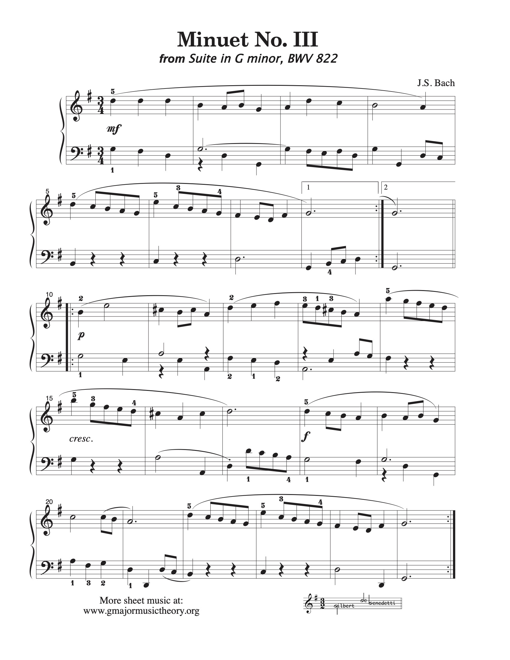 Minuet III sheet music