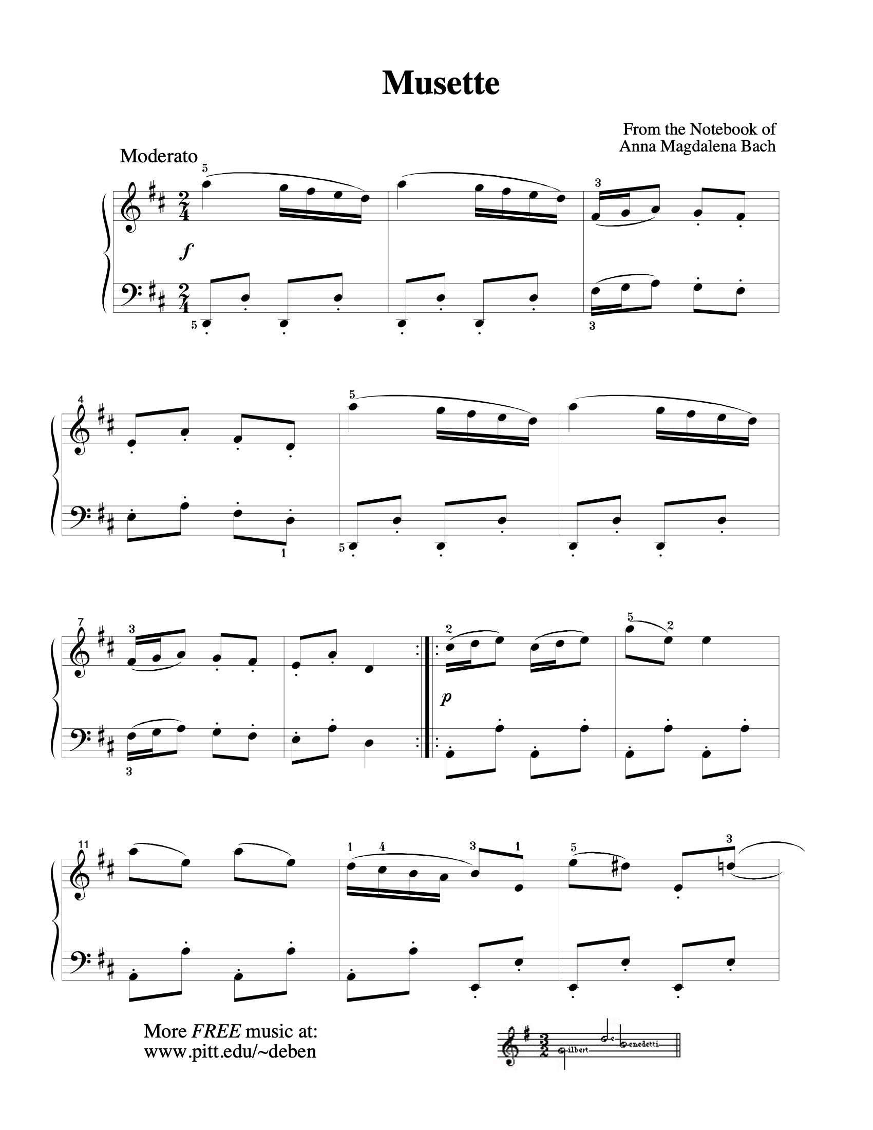 Musette sheet music — page 1