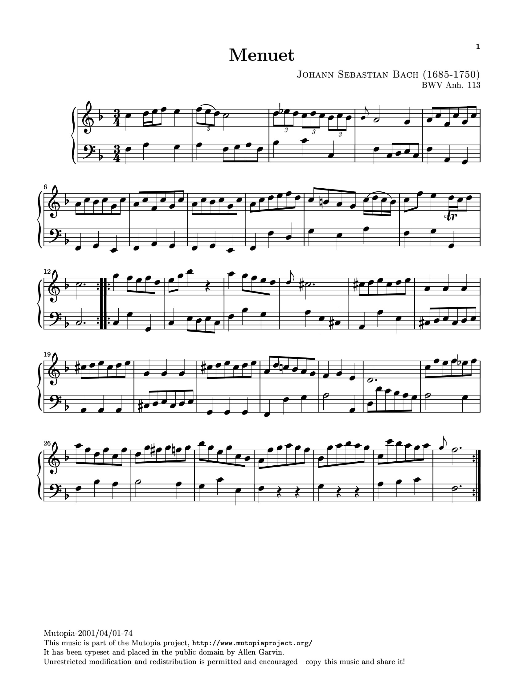 Minuet in F sheet music