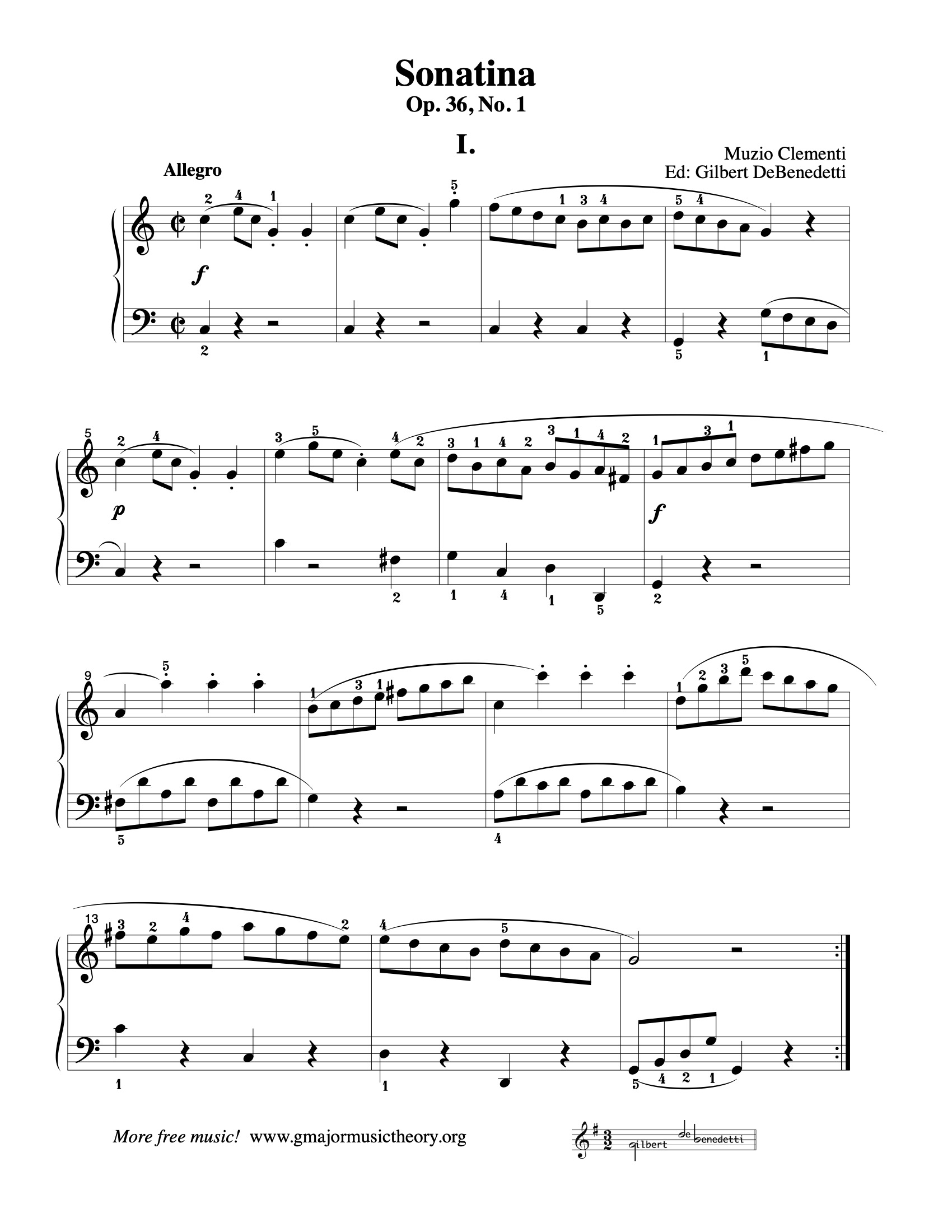 Sonatina Op. 36, No. 1 sheet music — Movement I