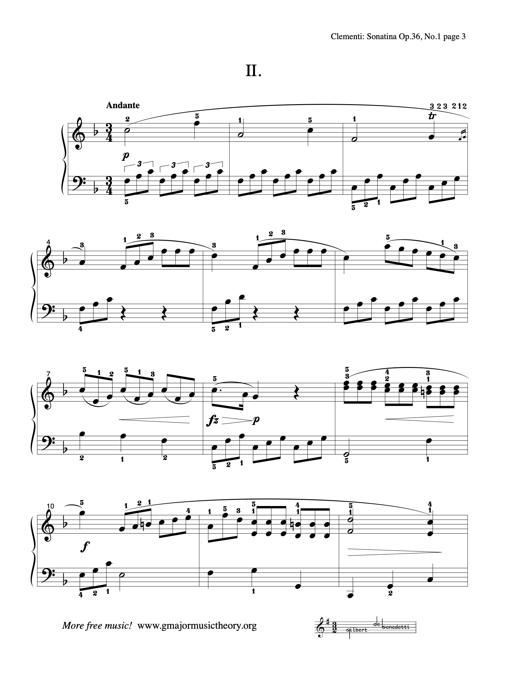 Sonatina Op. 36, No. 1 sheet music — Movement II