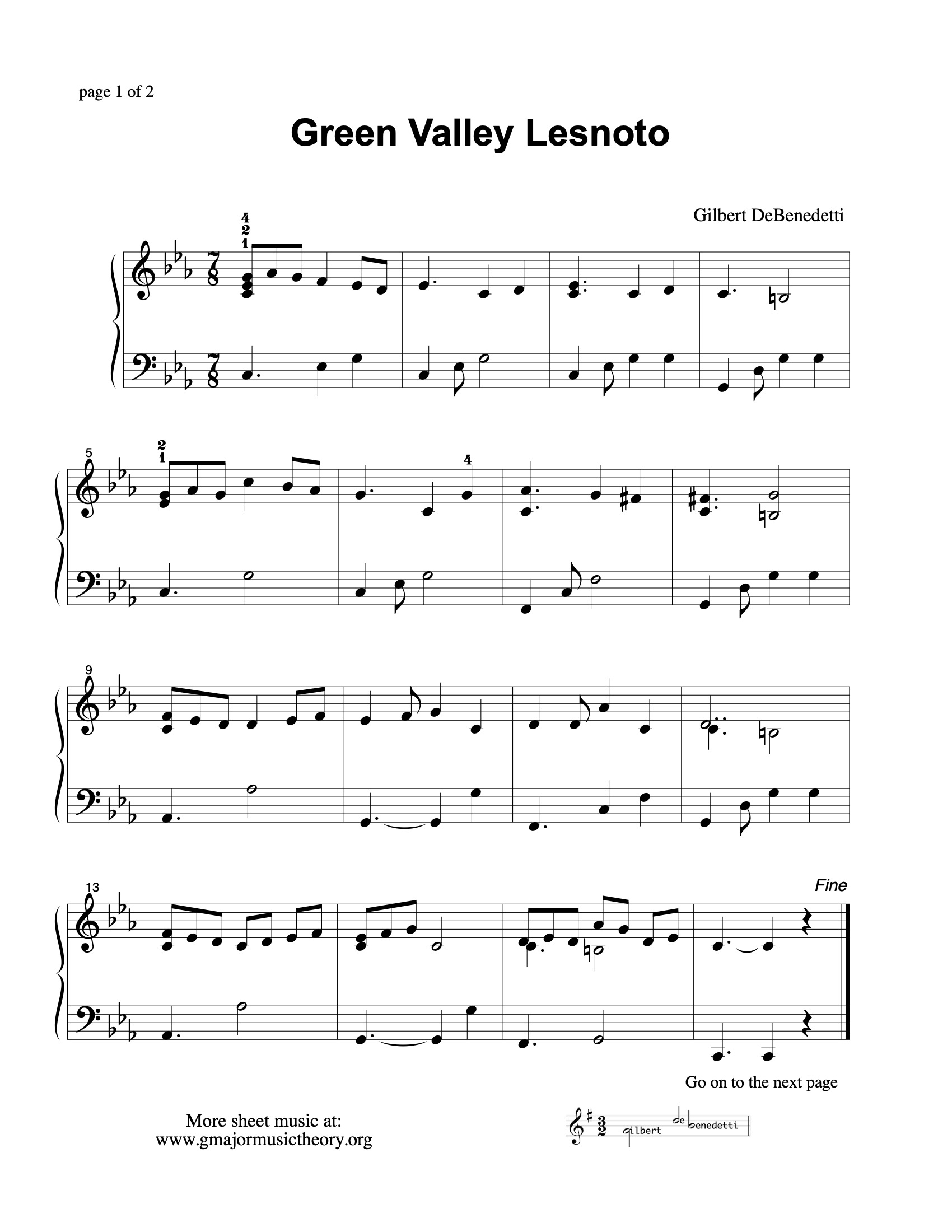 Green Valley Lesnoto sheet music — page 1