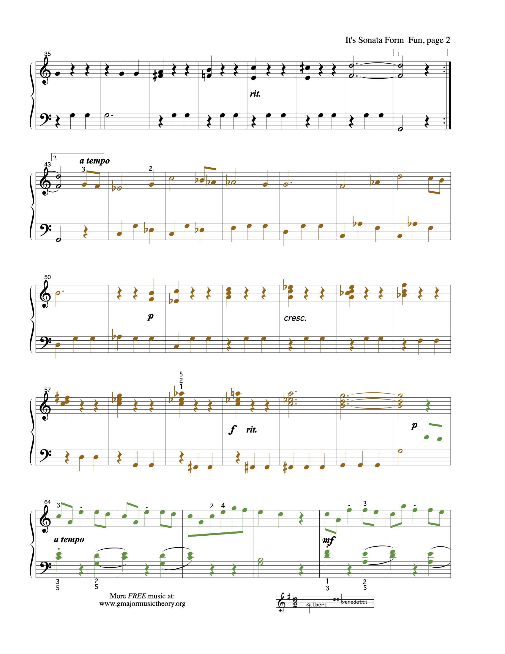 It's Sonata Form Fun sheet music — page 2 (color-coded)