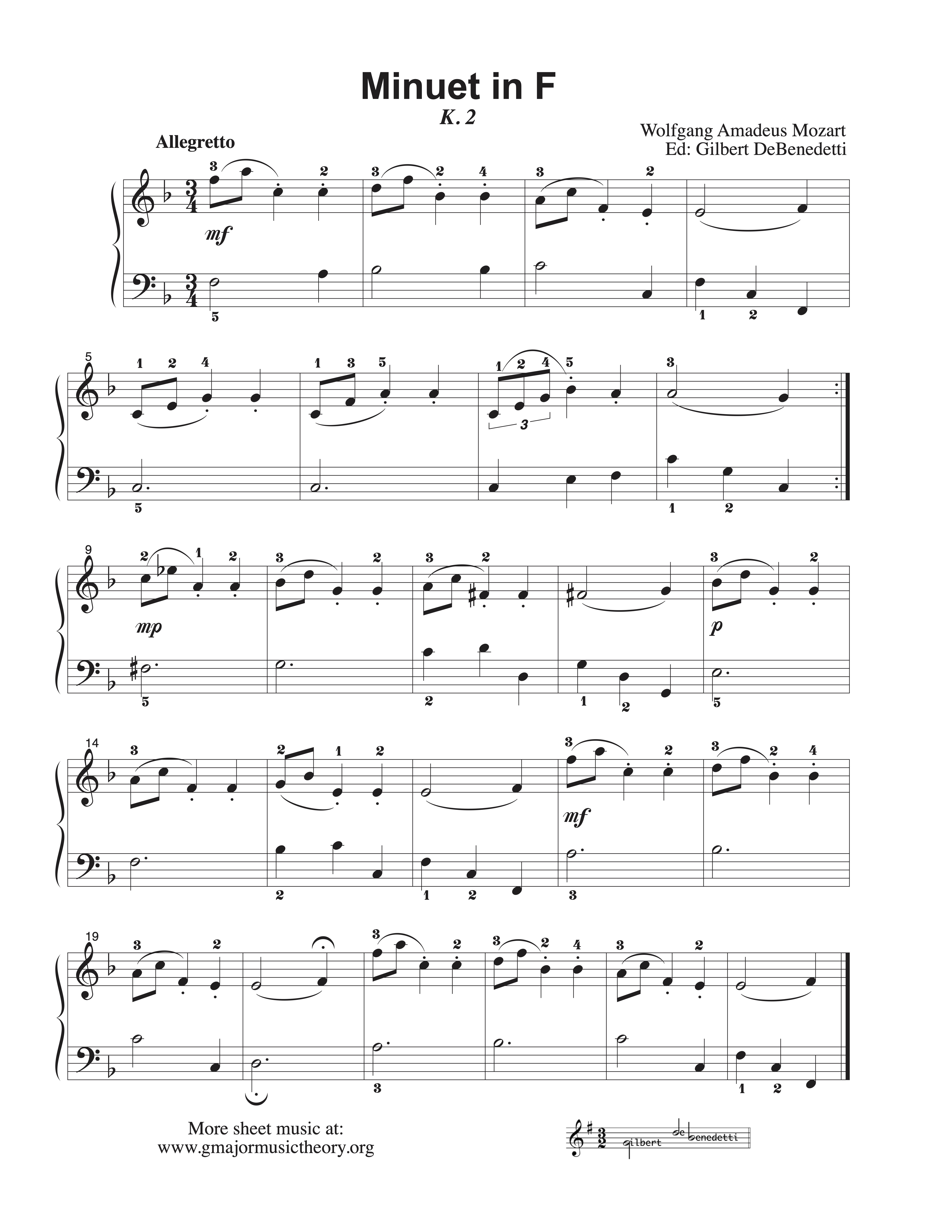 Minuet in F sheet music