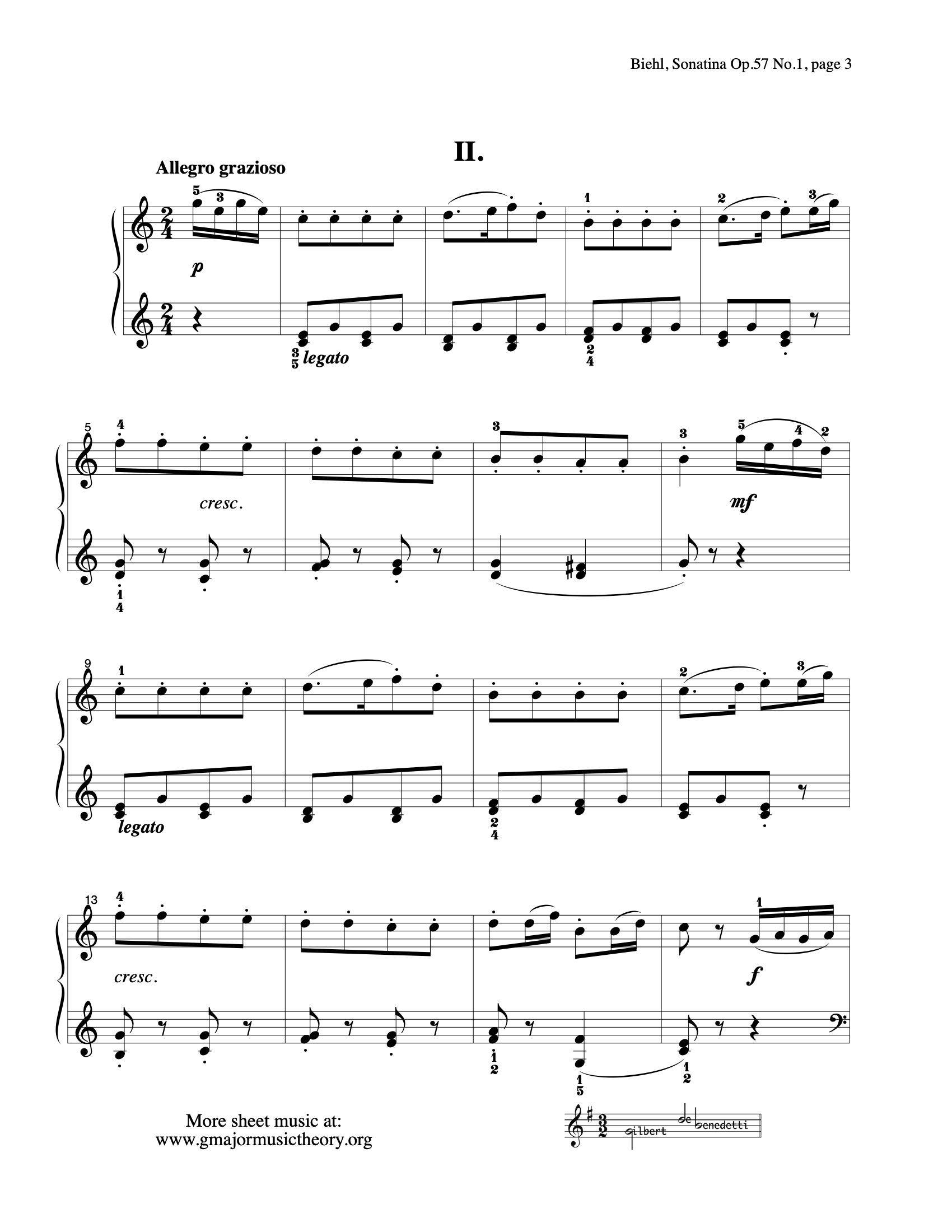 Sonatina in C, Op.57 No.1 sheet music — Movement II