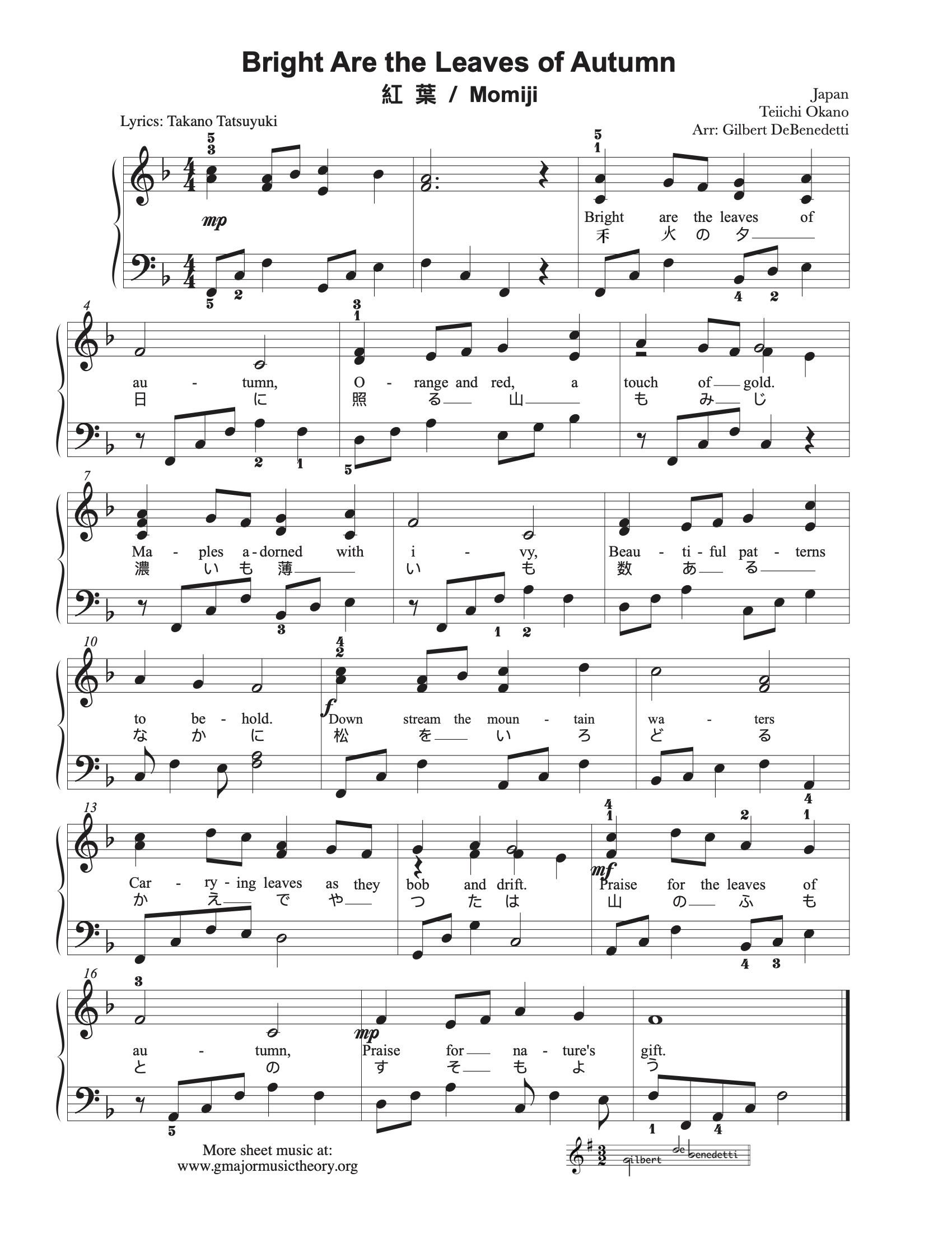 Bright are the Leaves of Autumn sheet music