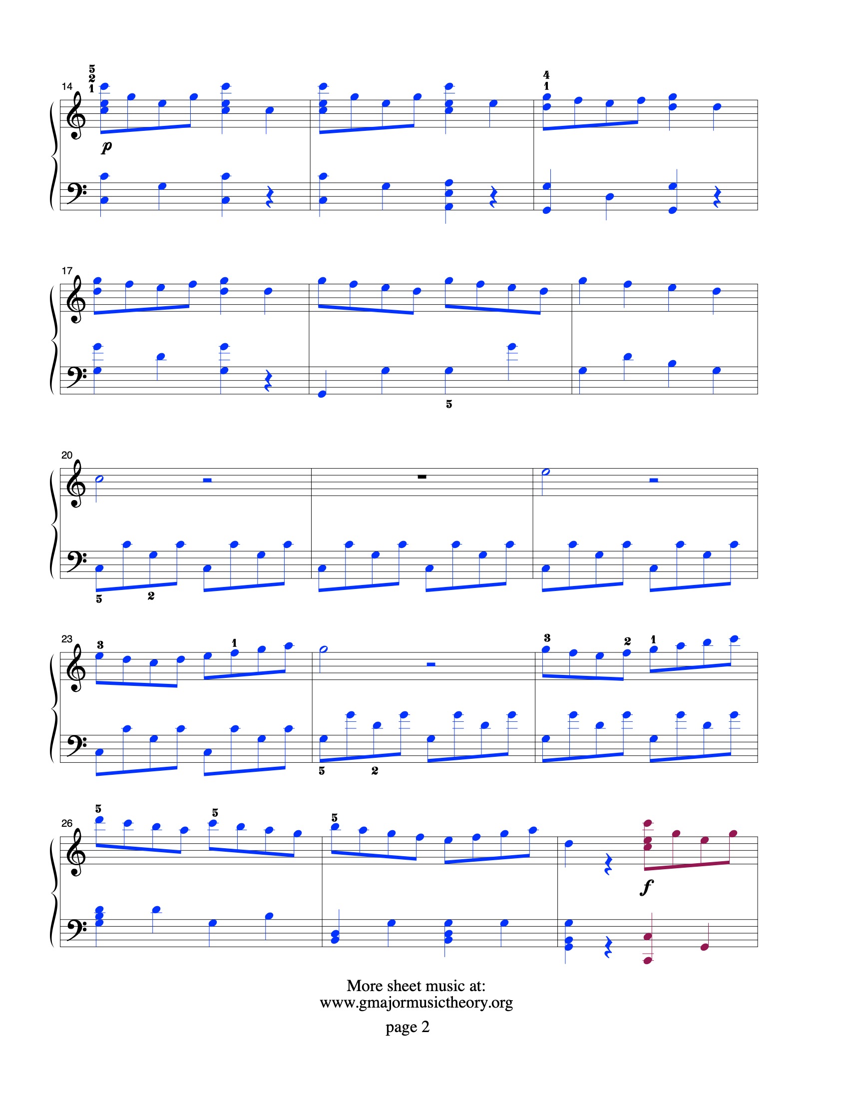 For Michelle sheet music — page 2 (color-coded)