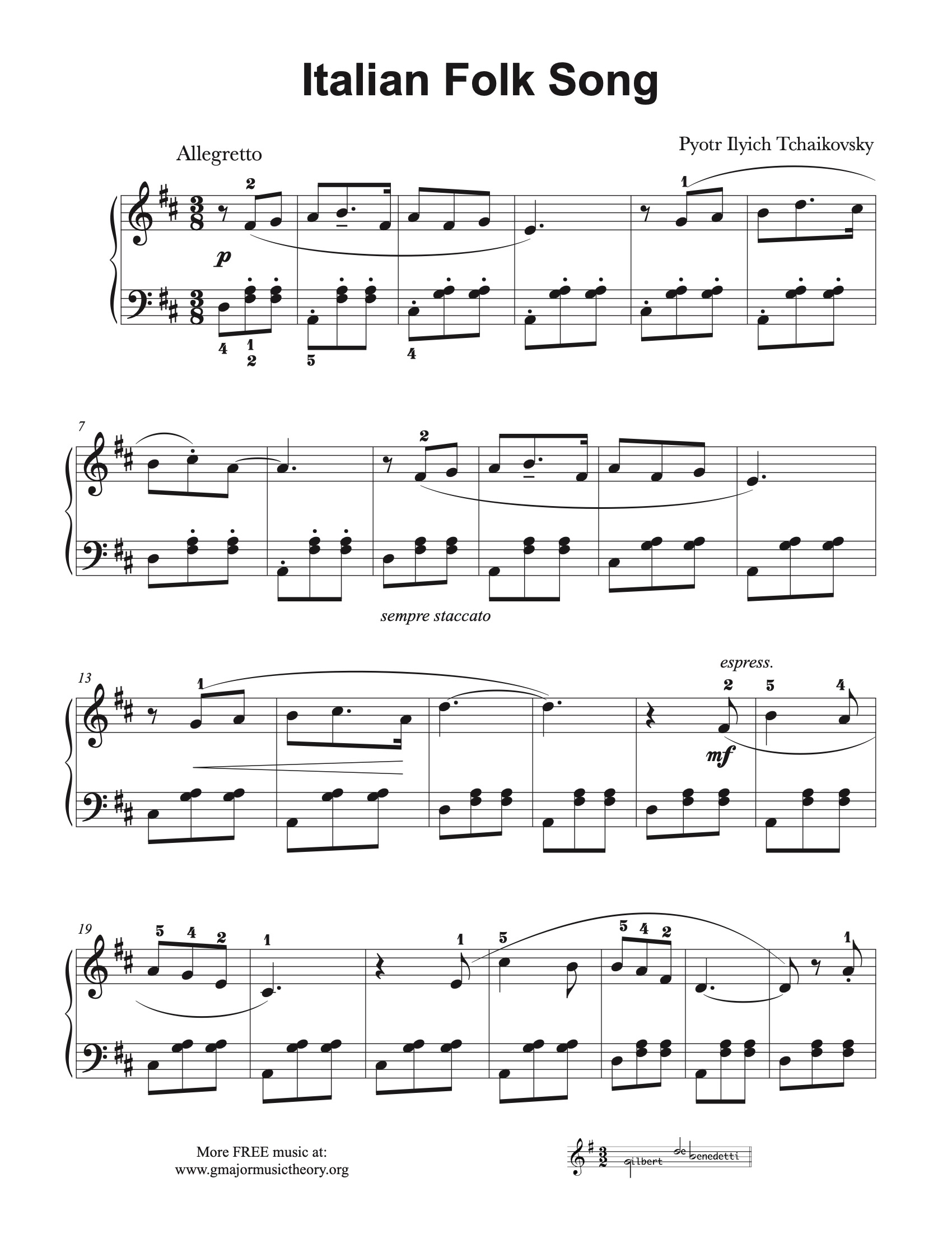Italian Folk Song sheet music — page 1