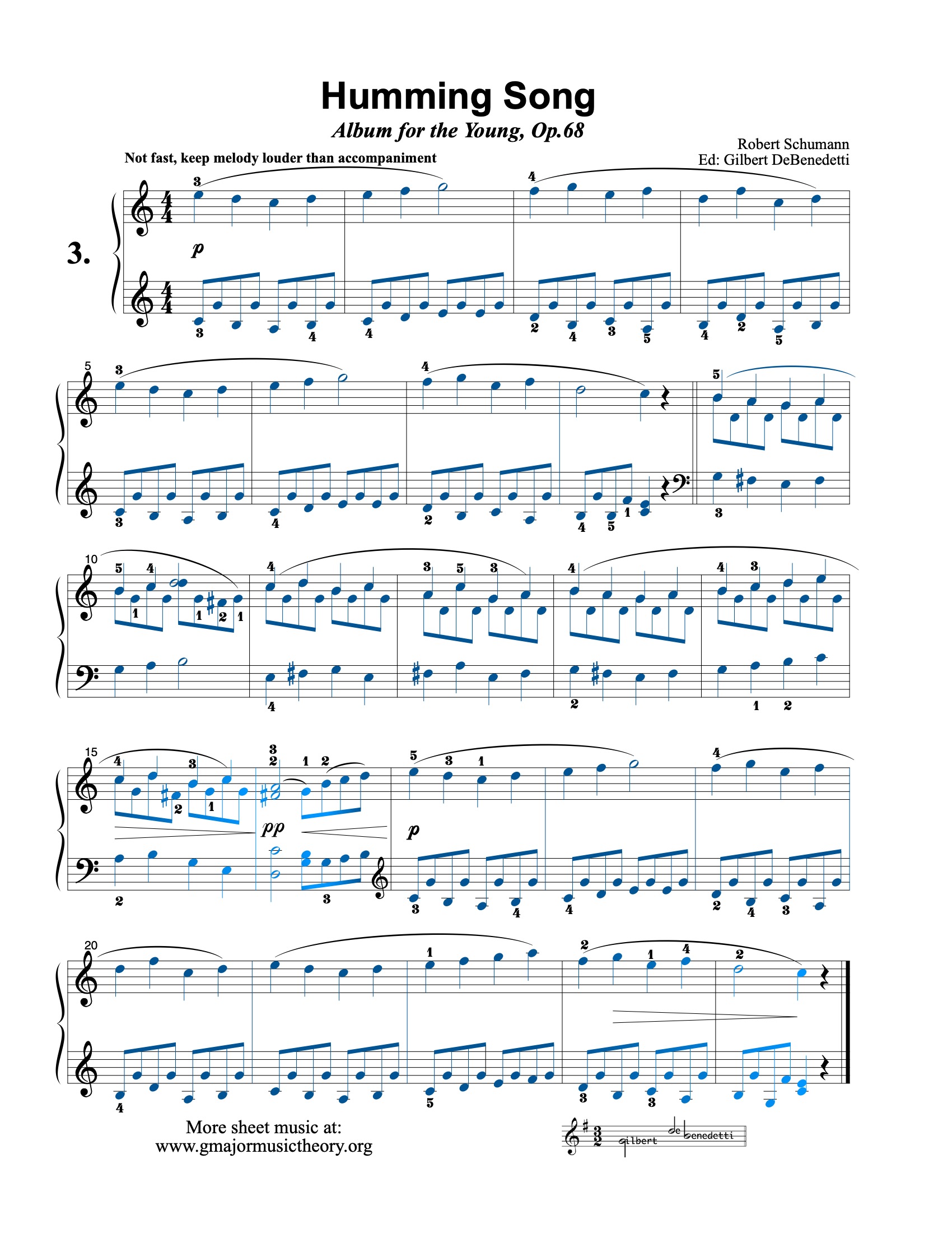 Humming sheet music (color-coded)