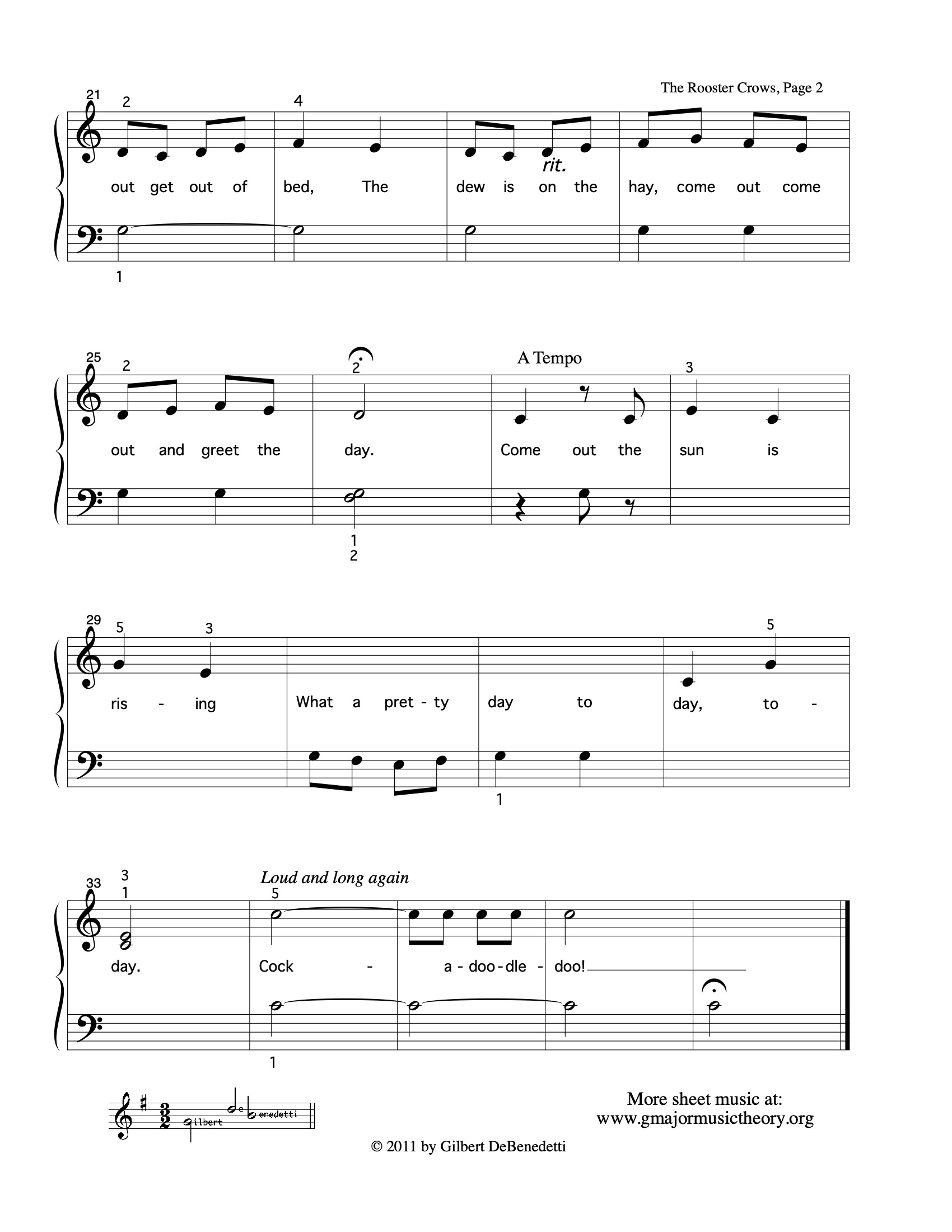 The Rooster Crows--by Gil DeBenedetti sheet music page 2