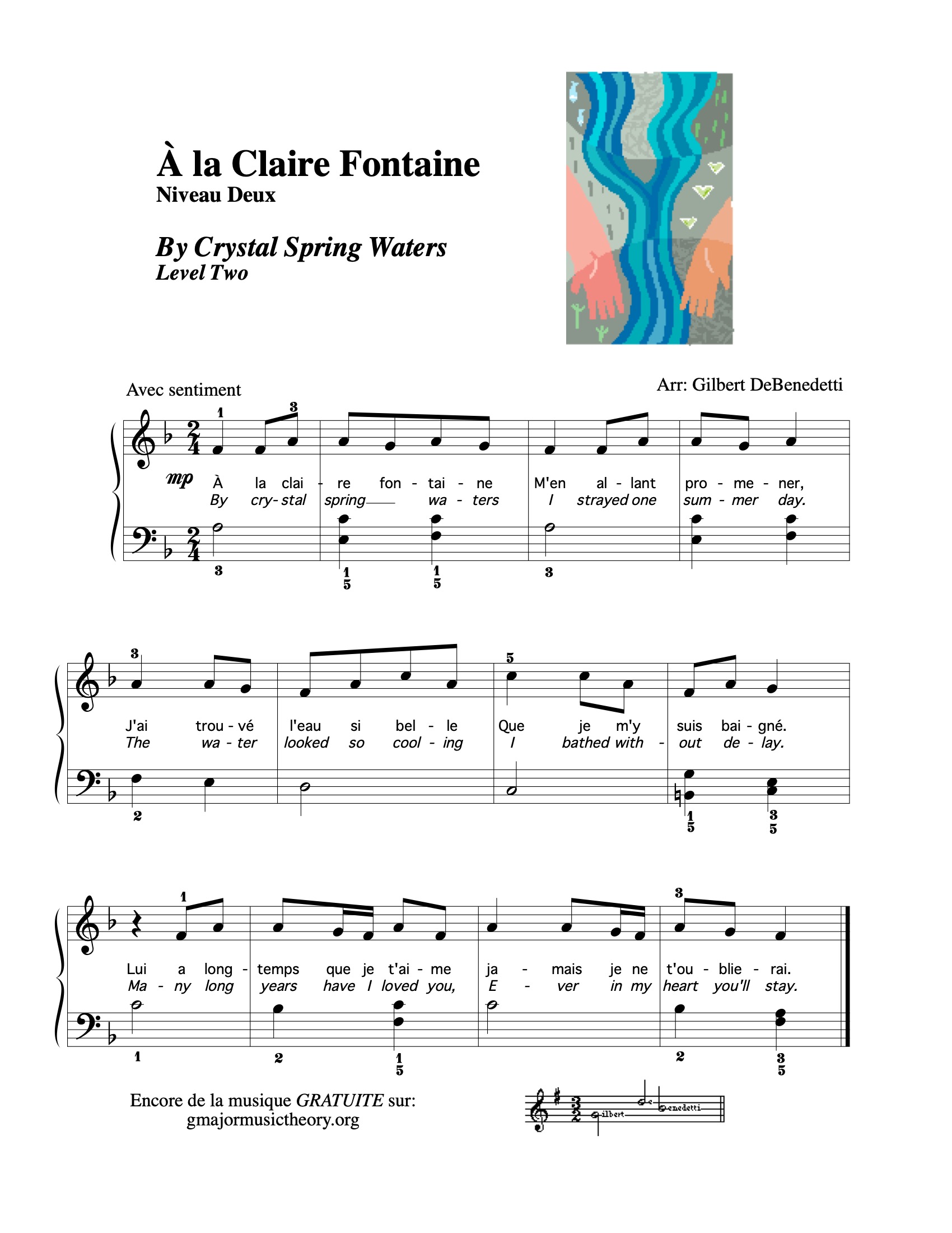 A la claire fontaine piano sheet music