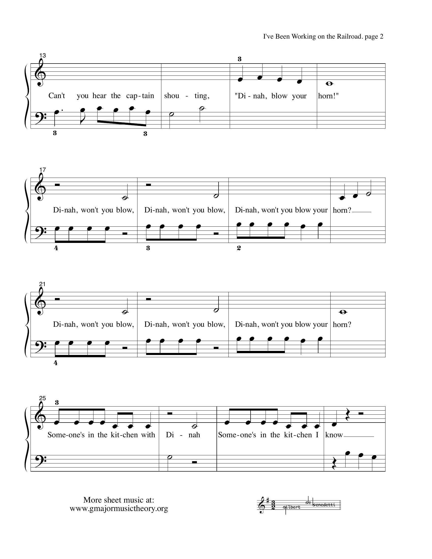 I've Been Working on the Railroad sheet music page 2